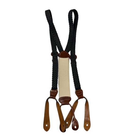 Trafalgar braided leather button end suspenders braces one size steam punk - Picture 5 of 5